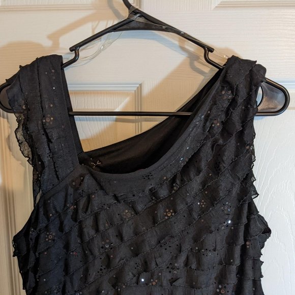 Signature Robbie Bee Black Tiered Sequin Dress w/Rhinestone Details - size L - Picture 5 of 11